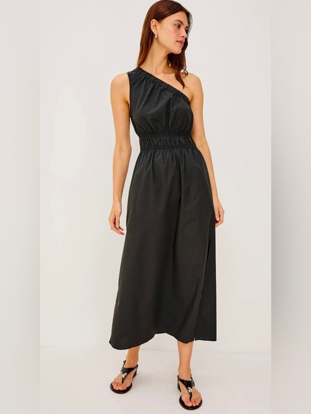 RAILS Selani Midi Dress One-Shoulder Black Dress Sz XL